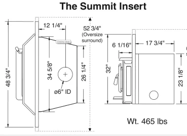 [Hearth.com] PE Summit Insert Exact depth dimensions