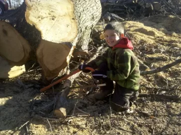 [Hearth.com] My little wood cutting buddy!
