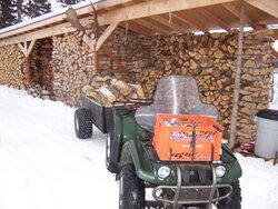 Plowing snow to haul wood