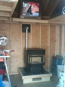 [Hearth.com] Shed Wood Pellet Stove Install.