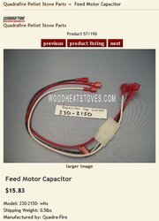 Quadrafire Feed motor issue - Feed motor occasionally reverses on it's own. A new capacitor should f