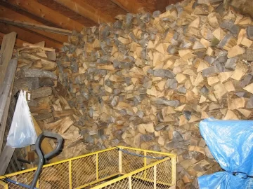 [Hearth.com] Update delivered wood stacked and sneak preview of 6 cords of dry wood in my shelter..