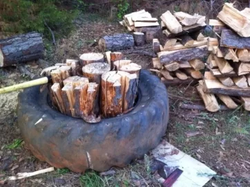 [Hearth.com] manual woodsplitting- another use for that old tractor tire
