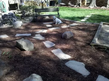 [Hearth.com] Back yard wood stacks and fresh mulch