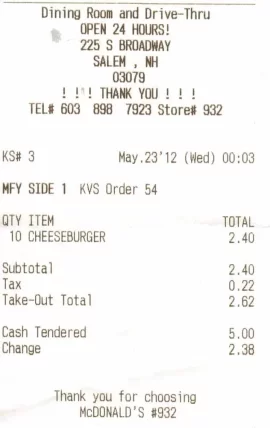 [Hearth.com] Just got 10 cheeseburgers at McDonald's for 24 cents each. See pic