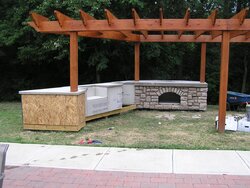 outdoor kitchen, pizza oven progress