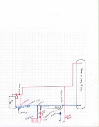 Alpha pump and 'backwards' mixing valve to control loop?