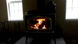 Warm cozy fire on an icy afternoon