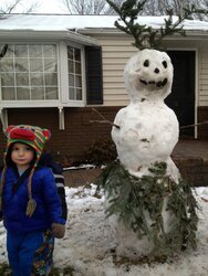 Father and Son's First snowman