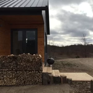 Back porch, after wood rack installation