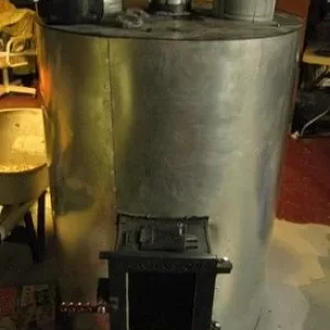 Indoor wood furnace.