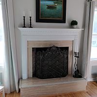 Builder Grade Masonry Wood Fireplace