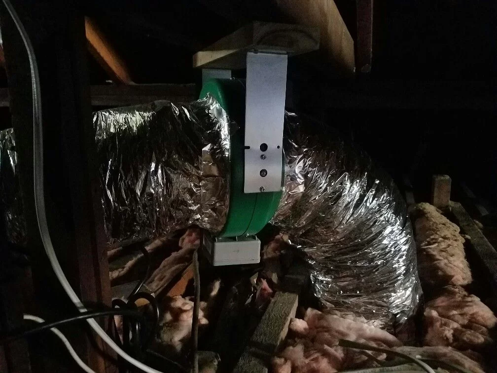 Inline fan in attic