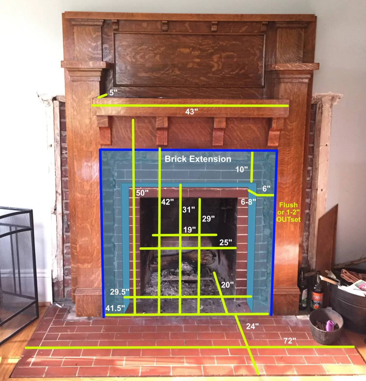 Mantle with Brick Fill / Extension