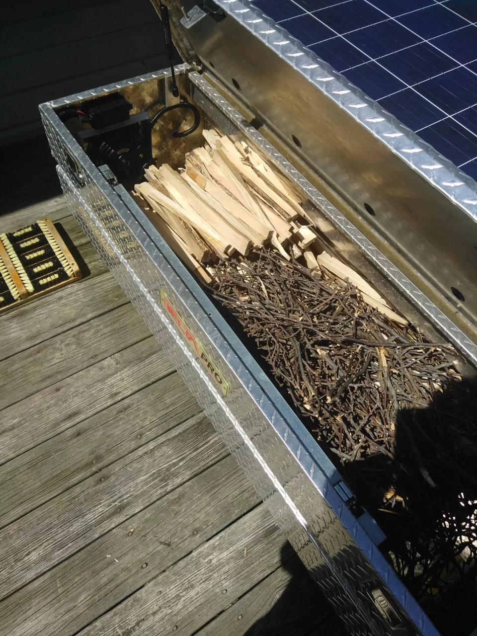 Truck box used for kindling