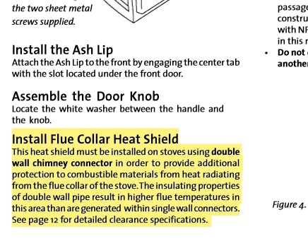 [Hearth.com] Jotul F100 Clearances with Double Wall Stove pipe and "extra" heat shield?