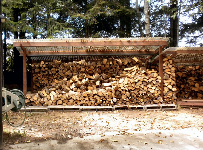 piling wood to season