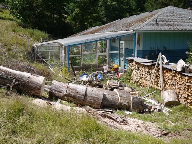 Downhill to the shed...