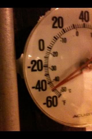 [Hearth.com] Okay. Who has coldest temp.? Time frame. Thurs. 10pm - Sat. 10am. 1 rule. Picture of thermometer.