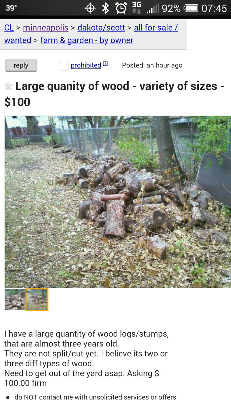 Craigslist laugh of the day.....