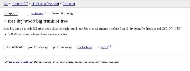 Craigslist laugh of the day.....